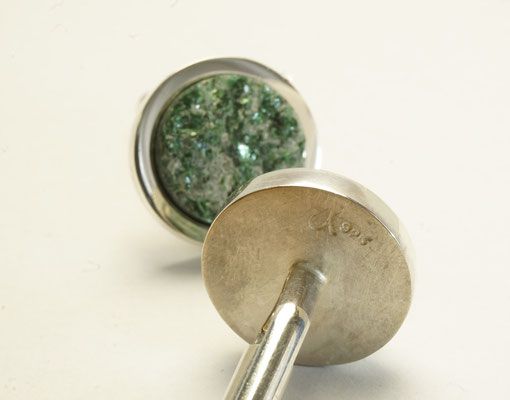 Wunderschöne Manschettenknöpfe aus Silber mit Fuchsit/Glimmer